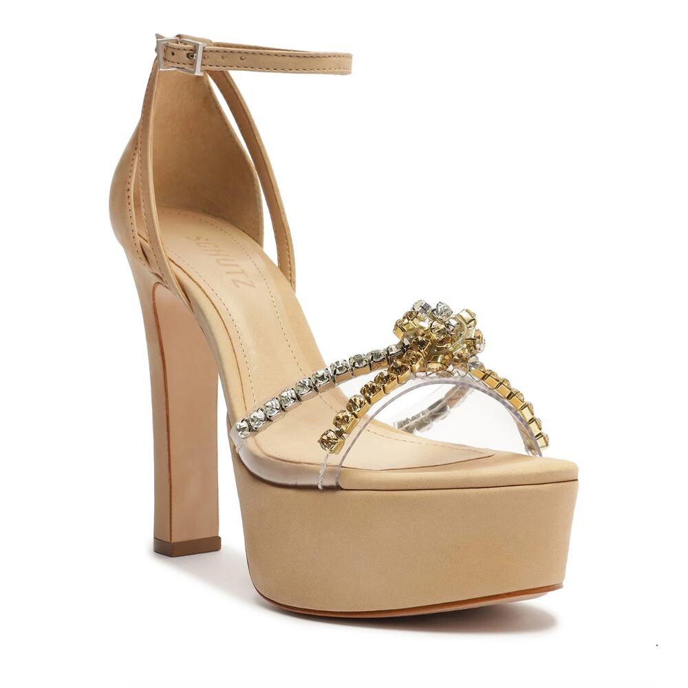 SCHUTZ Women's Jayda Ankle Strap Platform Heels Size 9.5B
